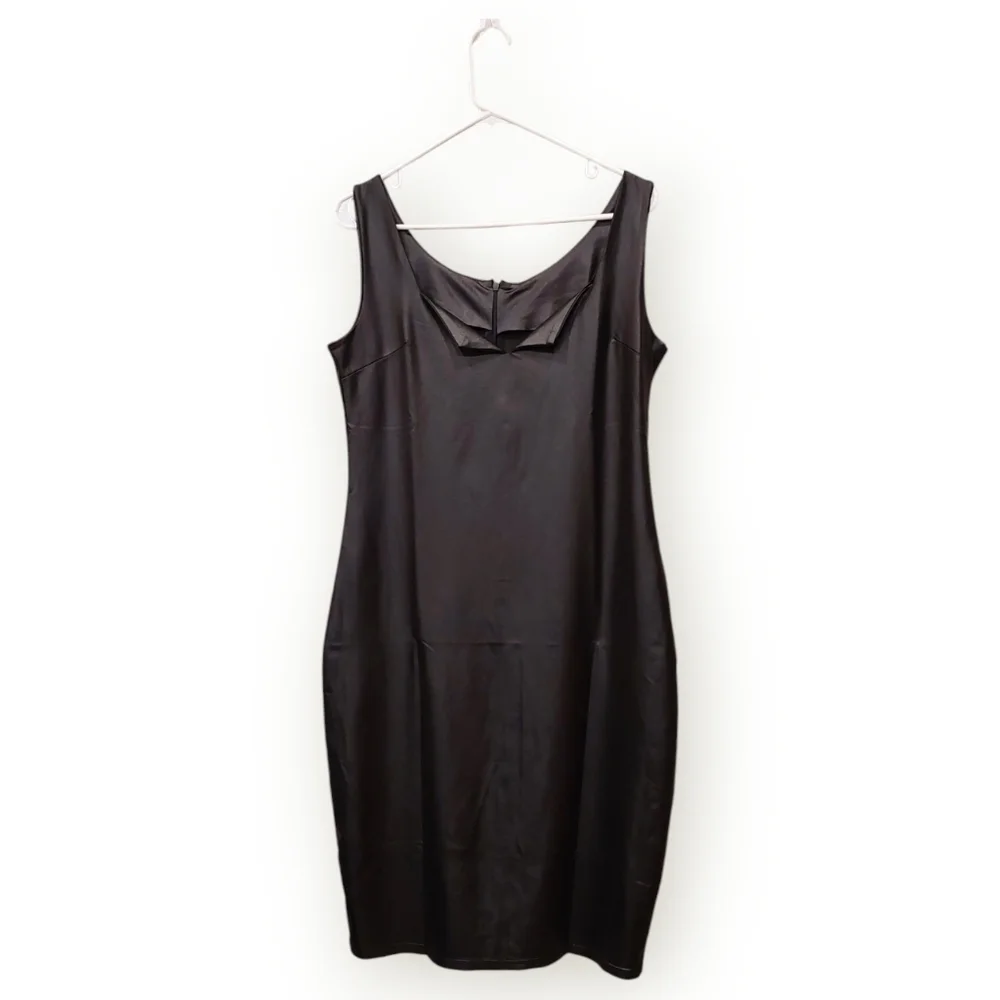 Plus Size Wet-Look Little Black Dress